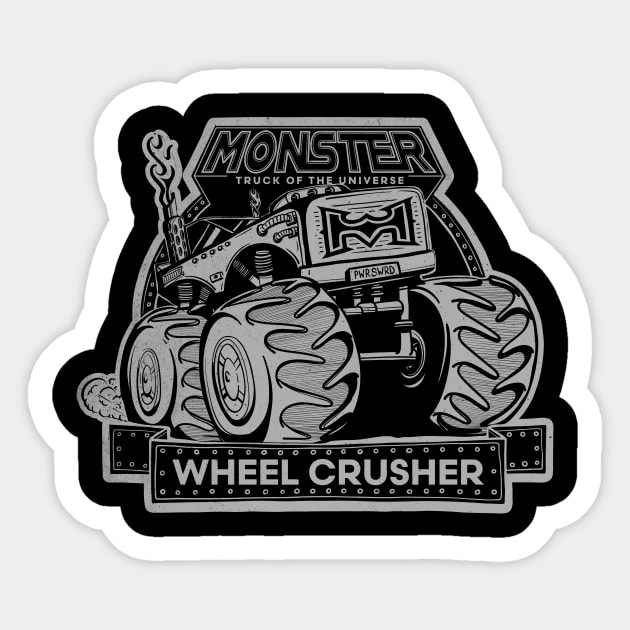 Monster Truck Wheel Crusher Sticker by Chris Nixt